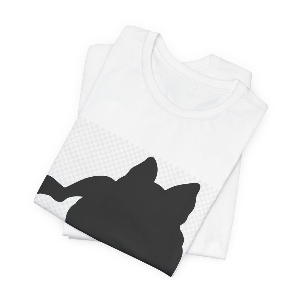 Black Cat Silhouette T-Shirt — Relaxed Lying Cat Graphic Tee