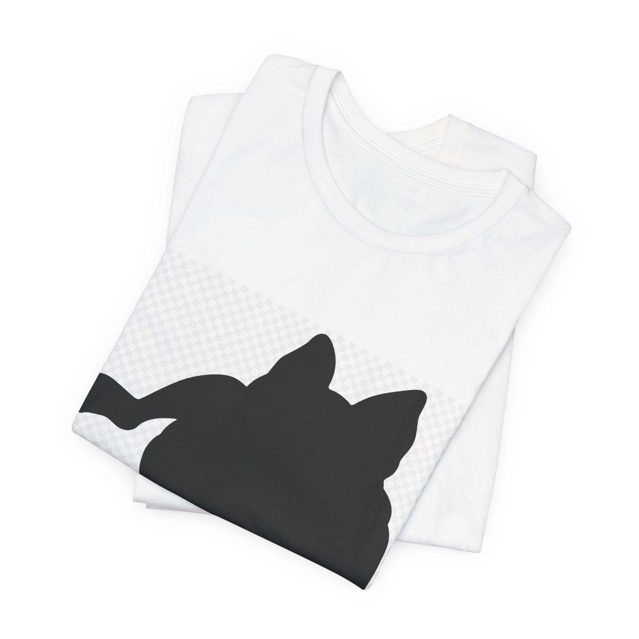 Black Cat Silhouette T-Shirt — Relaxed Lying Cat Graphic Tee