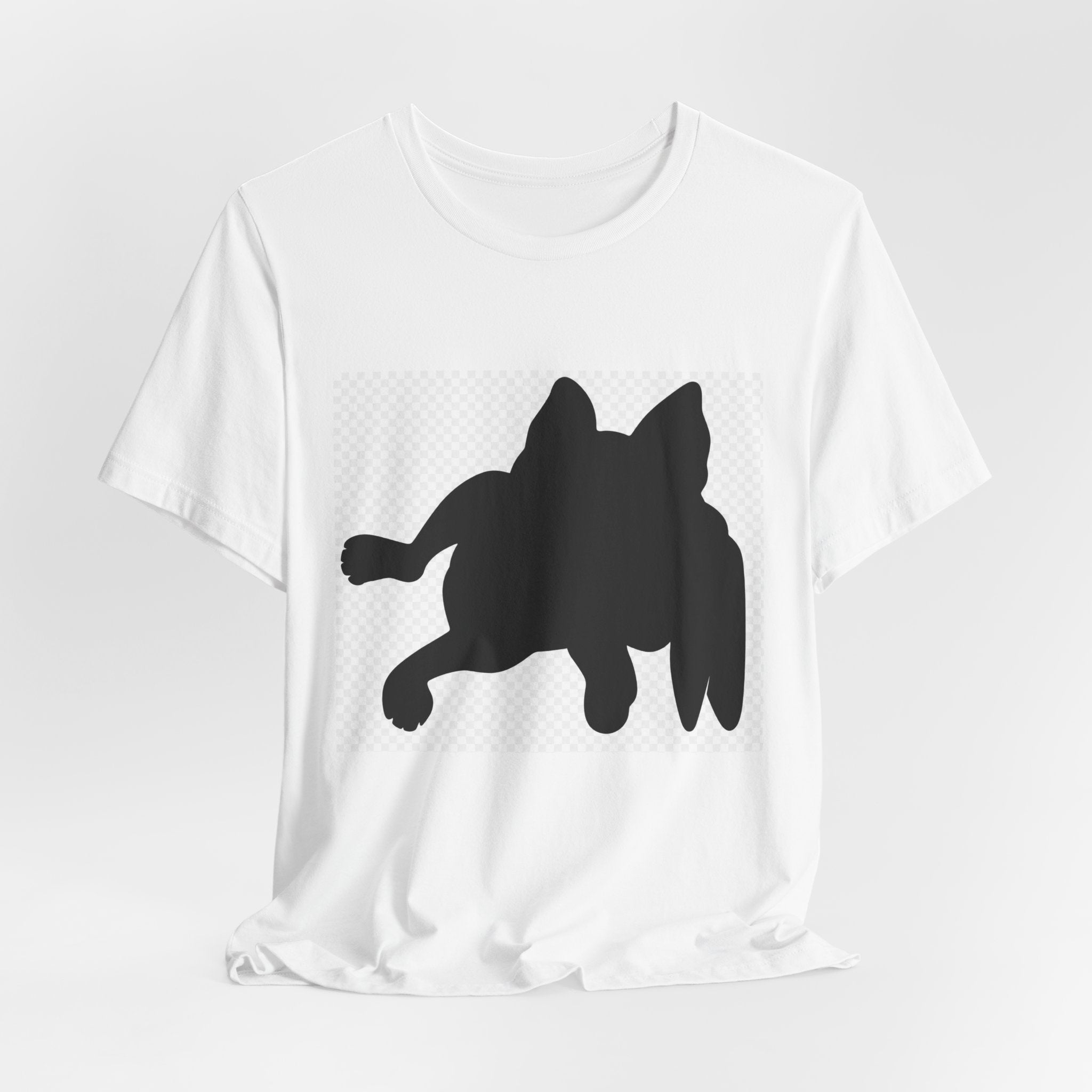 Black Cat Silhouette T-Shirt — Relaxed Lying Cat Graphic Tee