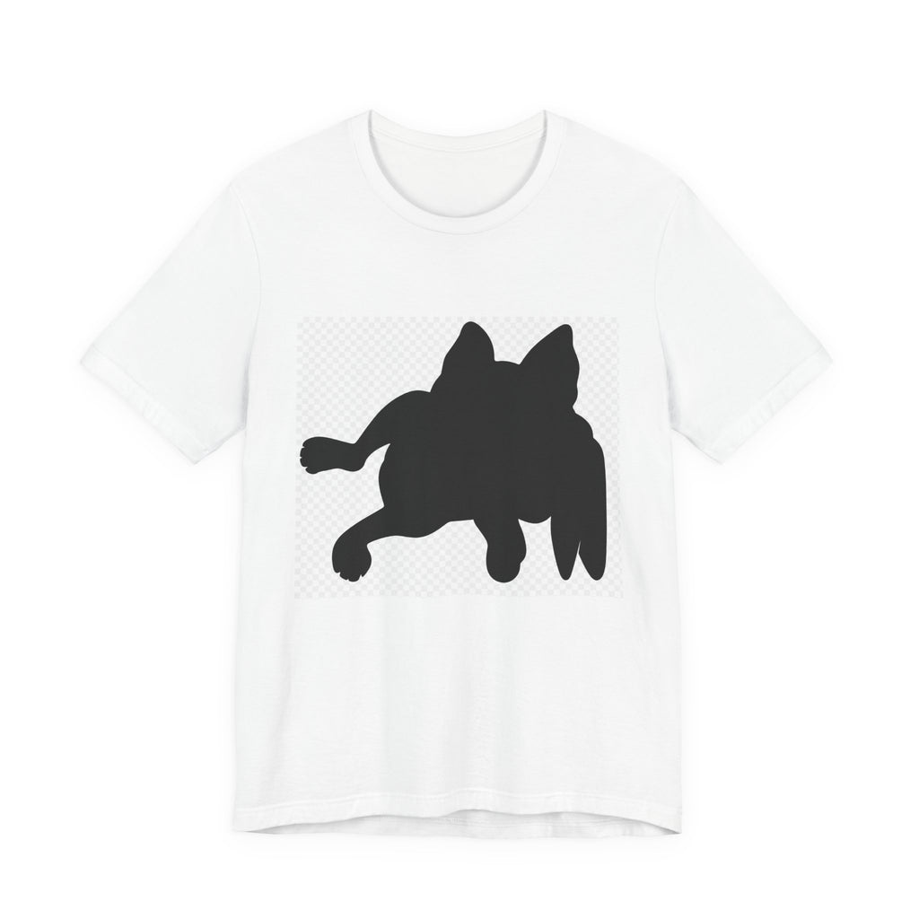 Black Cat Silhouette T-Shirt — Relaxed Lying Cat Graphic Tee