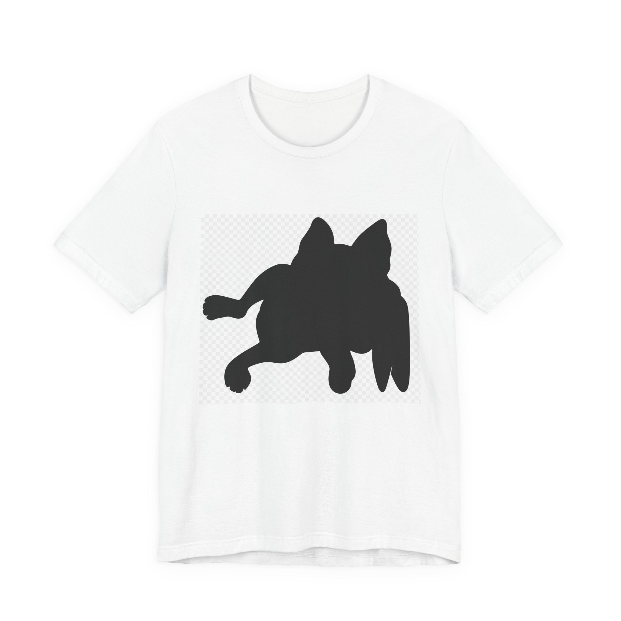 Black Cat Silhouette T-Shirt — Relaxed Lying Cat Graphic Tee